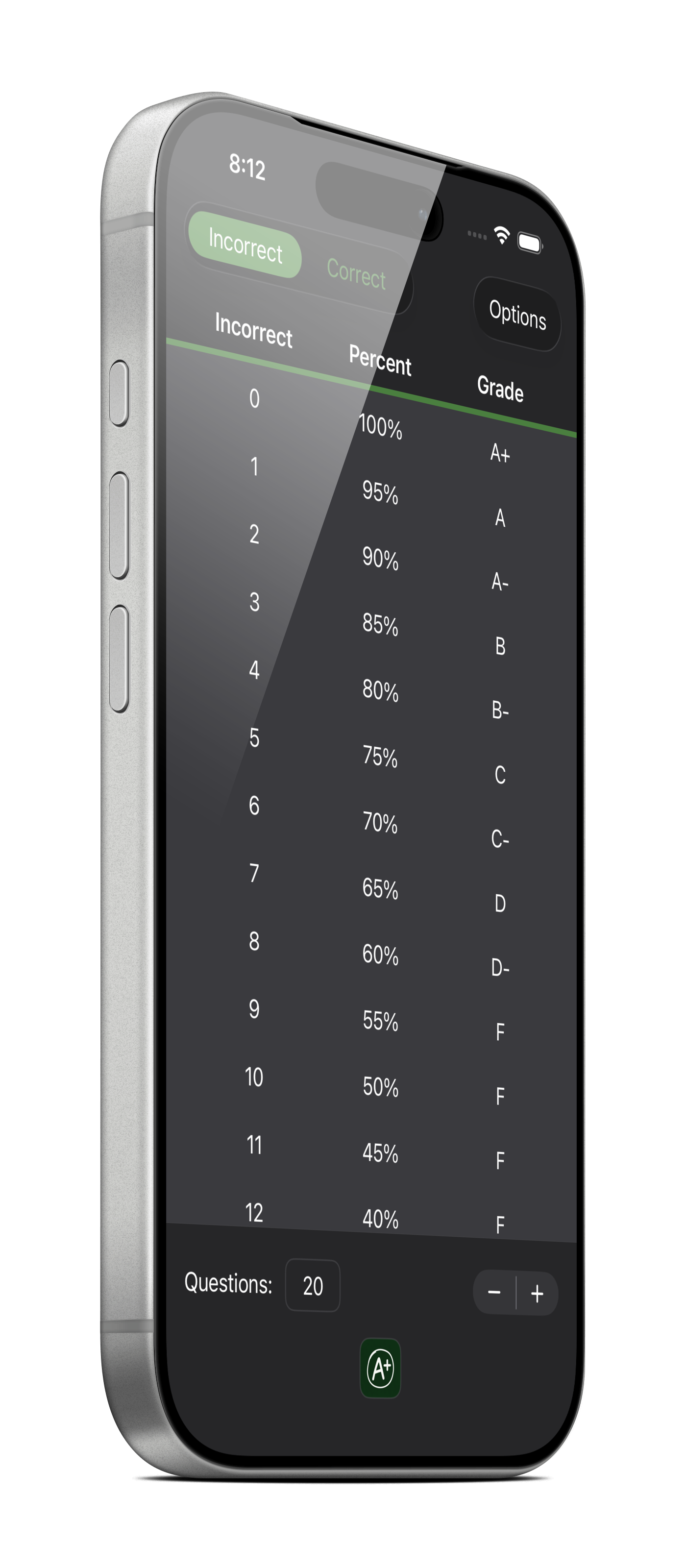 Grade Aid — main screen