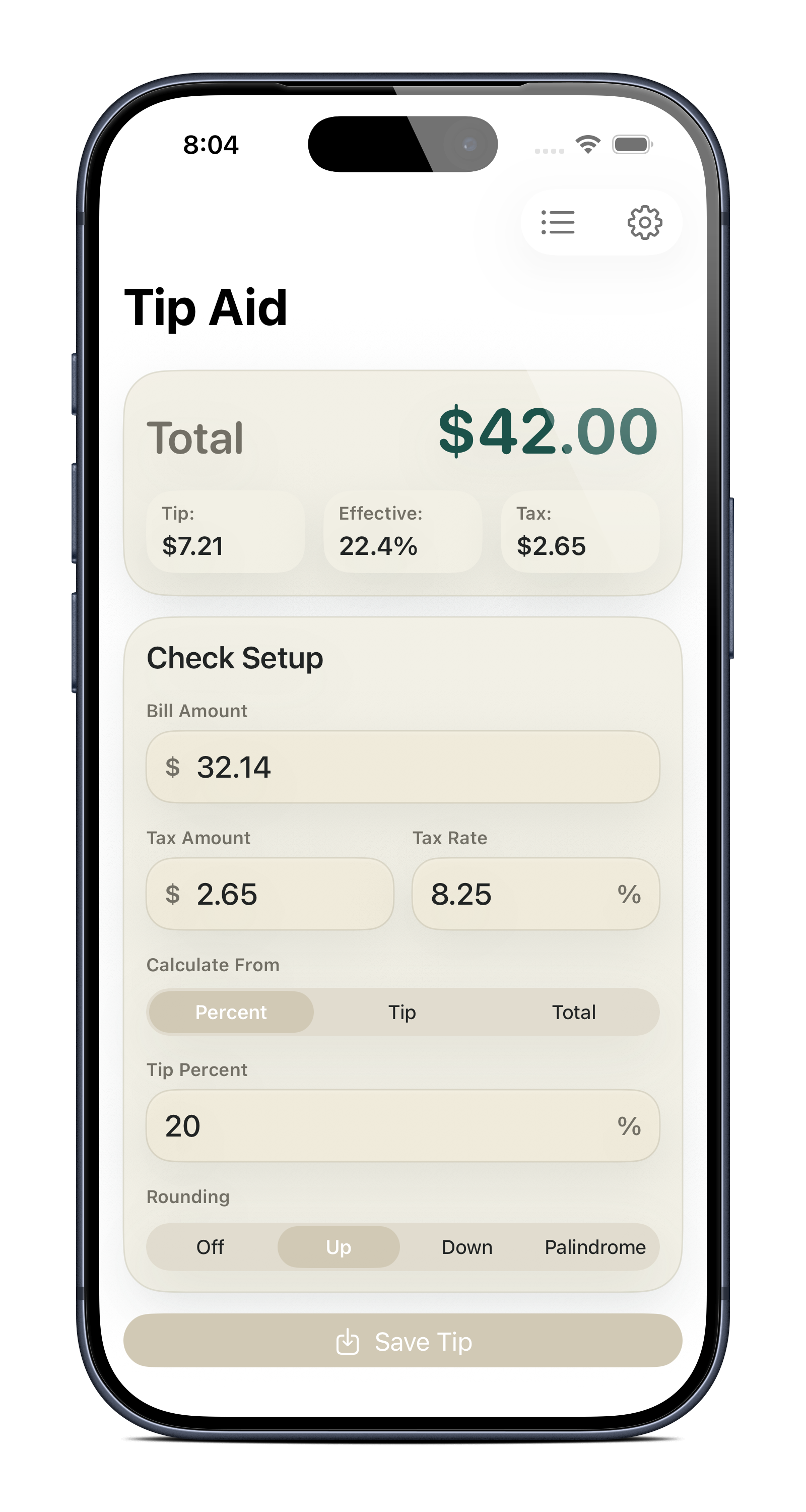 Tip Aid — alternate screen